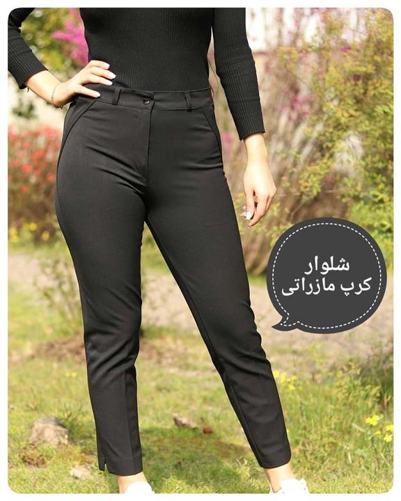 شلوار پارچه ای دمپا چاکدار کرپ مازراتی قد 90